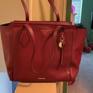 Nine West Burgundy Double Handle Large Tote Bag